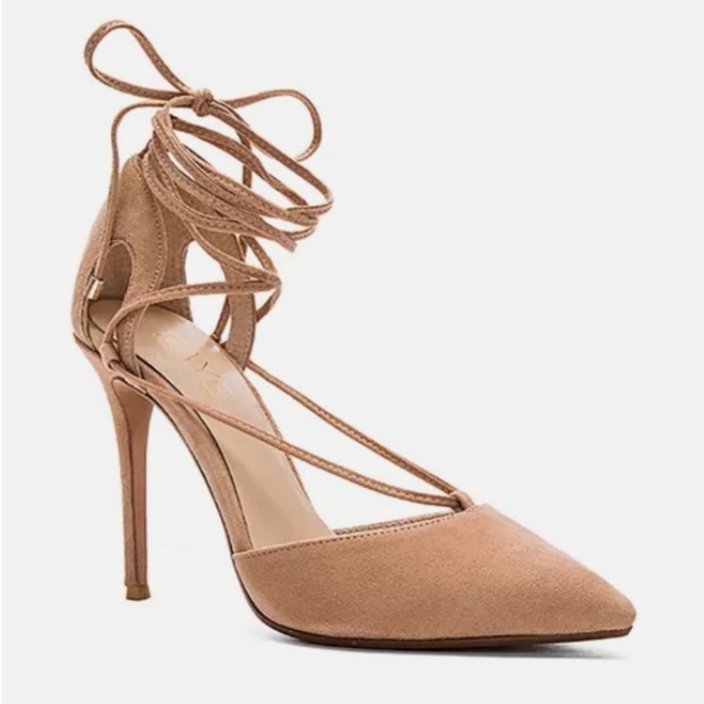 Raye Tan Suede Lace-Up Tamrin Pumps
